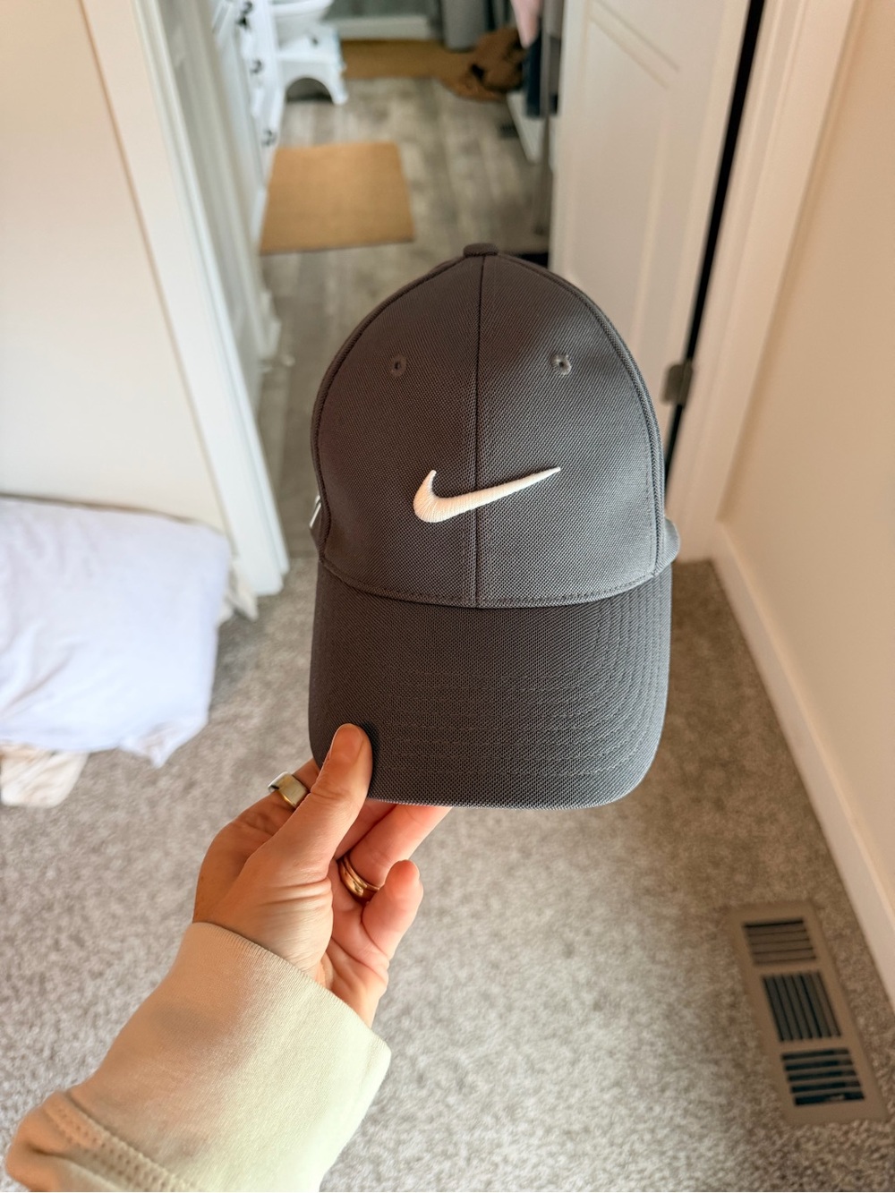 Nike Gray Baseball Cap with White Swoosh